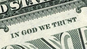 close up of in god we trust on dollar bill