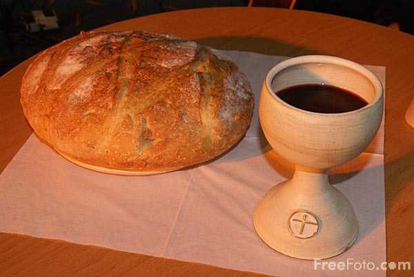Communion with bread and wine