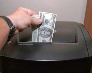 money in shredder