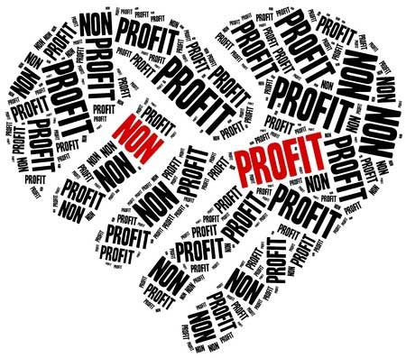 non profit words in heart shape